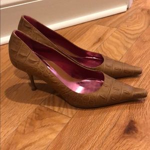 Escada crocodile embossed leather heels